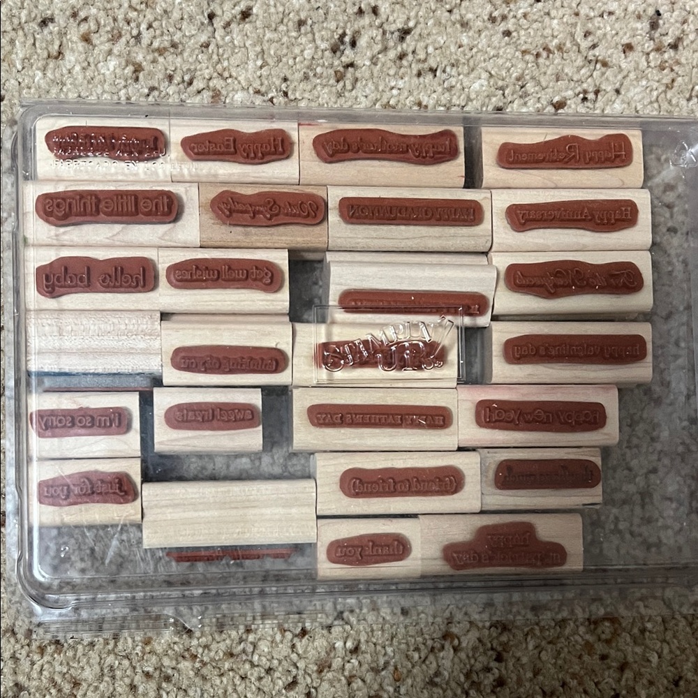 Stampin' Up! Sentiment Wooden Stamp Set - Natural Brown - Picture 2 of 2